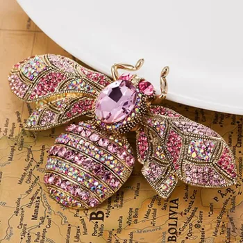 Blucome Gran Tamaño de la Abeja Broches de diamantes de imitación Para la Navidad Accesorios Collar de las Mujeres con Hiyab Alfileres Y Broches de Bisutería para la Mujer Broche Pin