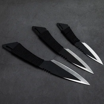 Caliente 3pcs lanzar cuchillo Táctico de la Cuchilla Fija de Bolsillo Cuchillo de Supervivencia al aire libre de la Caza Camping Cuchillos Cuchillo de herramientas con Vaina karambit