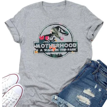 La MATERNIDAD ES UN PASEO EN EL PARQUE de la Carta de Harajuku de Impresión de las Mujeres camiseta Lindo Dinosaurio Cabeza Gráfico Camiseta de Mujer Vintage T-shirt