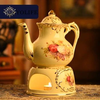 Té chino olla con el calor de la base de uso general de la vela en el juego de té de la moda de café, hervidor de agua termostato de cerámica caliente 900 ml vaso de agua