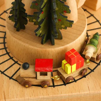 La navidad Caja de Música de Madera de Árbol de Navidad de Tren de Caja de música para el Cumpleaños de la Boda de Regalo Decorativo YE-Caliente