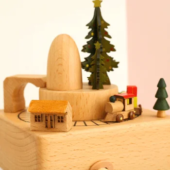 La navidad Caja de Música de Madera de Árbol de Navidad de Tren de Caja de música para el Cumpleaños de la Boda de Regalo Decorativo YE-Caliente