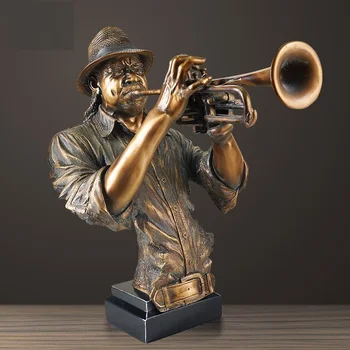 WU CHEN LARGO 52cm Figura Abstracta Músico Estatuilla Creativa de la Música de la Trompeta Busto de la Estatua de Resina de Arte y Artesanía de la Decoración del Hogar R1442
