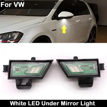2Pcs Para VW Golf 7 Sportsvan Touran 2 Blanco Alto Brillo LED de Lado Bajo el Espejo de la Lámpara Charco de Luz