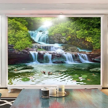 La cascada de la Naturaleza del Paisaje en 3D de la Foto de fondo de pantalla Para el Dormitorio, Sala de estar Sofá TV de Fondo de Papier Peint Personalizado Cartel Mural