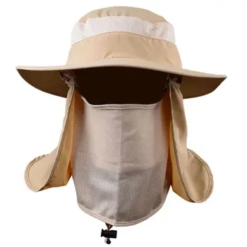 Al aire libre Senderismo protector Solar Camping Protección UV Cara Cubierta de Cuello de Pesca de la Tapa de la Visera del Sombrero Cuello de la Cara de la Solapa Sombrero de Ala Ancha Hebilla