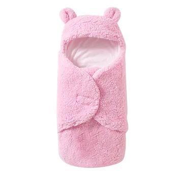 (0-6M) de Invierno de bebé de moda casual de algodón caliente de dibujos animados cordero de cachemira bolsa de dormir colcha overoles (piernas) manta fotografía F4*