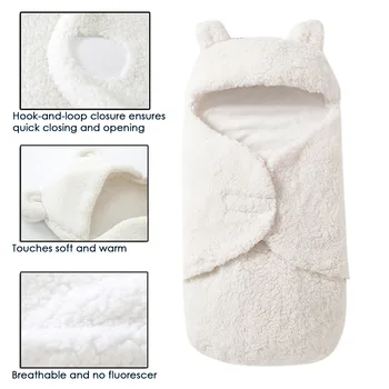 (0-6M) de Invierno de bebé de moda casual de algodón caliente de dibujos animados cordero de cachemira bolsa de dormir colcha overoles (piernas) manta fotografía F4*