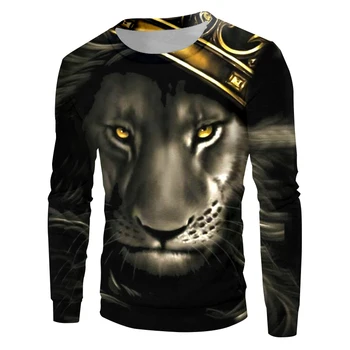 OGKB Hip Hop 3d Camiseta Para los Hombres/las mujeres de Otoño Pullovers con cuello redondo de Impresión de el Rey León Con la Corona de Sudaderas con capucha de Manga Larga de los Puentes Tops