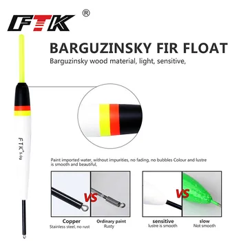 FTK Barguzinsky Fir Luz En La Oscuridad 5Pcs/Lot Flotador de Pesca de la Longitud de 15,5-17 cm de Flotación de peso 2 g-5 g de Mezcla de Color Para la Pesca de la Carpa