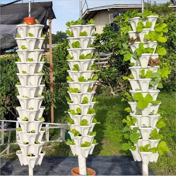 PP tridimensional de tres pétalos de la flor/de la fresa bote de múltiples capas de apilamiento de cultivo vegetal del pote del fruto del melón de la siembra de la olla