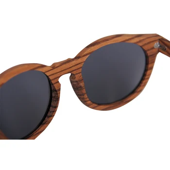 Zebra marco de madera retro gafas de sol polarizadas mujer de la marca de gafas de sol de los hombres de la caja de madera de la playa de gafas de protección UV de cristal al aire libre