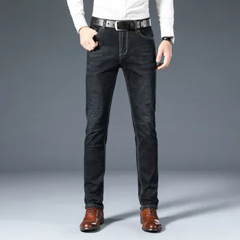 Los hombres de más el tamaño de los negocios casual jeans 2020 otoño y el verano de moda de nuevo suave Elasticidad pantalones Largos Negros pantalones de color azul