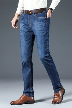 Los hombres de más el tamaño de los negocios casual jeans 2020 otoño y el verano de moda de nuevo suave Elasticidad pantalones Largos Negros pantalones de color azul