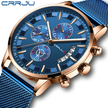 Los hombres Relojes de CRRJU parte Superior de la Marca de Moda de Lujo de Negocios de Cuarzo para Hombre del Reloj Impermeable de los Deportes de los Hombres relojes de Pulsera de Reloj de Relogio Masculino