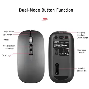 2020 Modo Dual Multifunción Inalámbrica Bluetooth Silencio Teléfono Ratón 1600 DPI Delgada Ergonómico ratón Óptico para ordenador Portátil Ipad Irregular