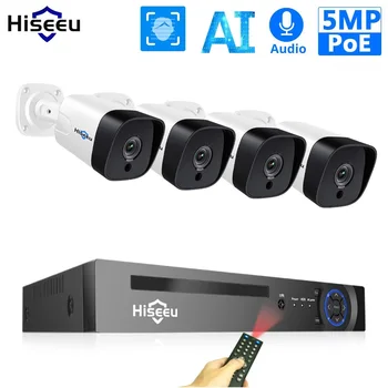 Hiseeu POE Cámara IP de Seguridad del Sistema de 5MP 8CH NVR AI Conjunto de H. 265 al aire libre Impermeable de Audio 1T HDD P2P de Video Vigilancia Kit de