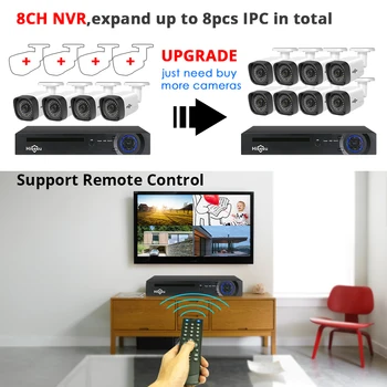 Hiseeu POE Cámara IP de Seguridad del Sistema de 5MP 8CH NVR AI Conjunto de H. 265 al aire libre Impermeable de Audio 1T HDD P2P de Video Vigilancia Kit de