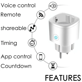 Smart Plug WiFi Enchufe de la UE 16A Función de Temporización Tuya SmartLife de la APLICACIÓN de Control de Obras Con Alexa Google Assistant