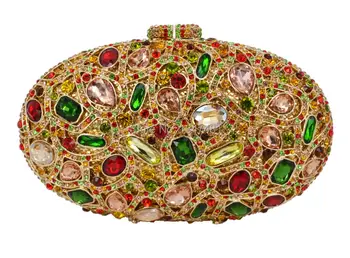 Oval Clásico Multicolor de Cristal de Lujo del Bolso de Embrague de las Mujeres del diamante de bolsos de noche bolso de embrague de fiesta bolso de los mensajes de la bolsa de SC467