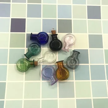 100pcs/lot Mini Botellas de Vidrio Amor de Forma Plana Lindo Botellas Con Corcho de las Botellas de Regalo diminutos Frascos Viales de la Boda Decoración de la Mezcla de 9 Colores