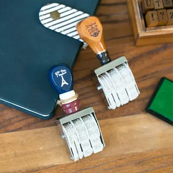 Vintage fecha sello de madera DIY artesanía de madera, sellos de goma para scrapbooking papelería scrapbooking estándar de cupones