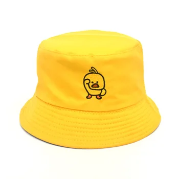 2020 Casual Sombrero de Cubo de Mujeres pato Lindo Tapa de Impresión del Bordado de Lona Plegable al aire libre Chapeu Cubo Sombrero de Pescador Sol Sombrero Gorra de Muts