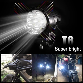 2PCS motocicleta faros auxiliares de la lámpara Blanca led Amarillo moto spotlight accesorios de 12V moto DRL spot luces de la cabeza