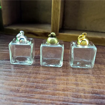 10sets15mm plazas Burbuja de Cristal Anillo con tapa colgante conjunto de joyas finidngs moda globo de cristal vial colgante DIY