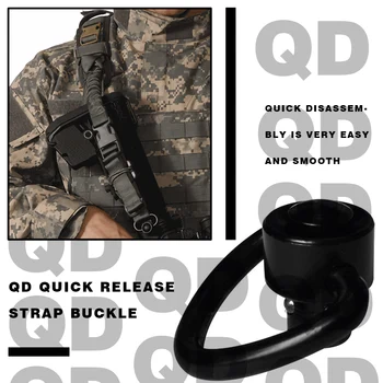 Nuevo Rifle de Empuje QD Botón de Liberación del Arnés de Montaje Giratorio Anillo para la Mayoría de Arma con una Eslinga de Acero al aire libre de la Caza de Accesorios de Armas