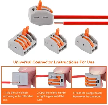 Universal Compacto de Conectores de Cable, Palanca Tuerca del hogar Conector Surtido de Conductores Cable de Bloque de Terminales Empuje los Conectores de Cable