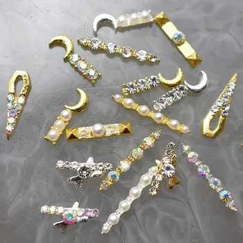 100pcs Mayoristas de Oro 3D Simple Encanto de Cristal de Japón Uñas de diamante de imitación de Aleación de Nail Art Decoraciones DIY Uñas Accesorios Suministros