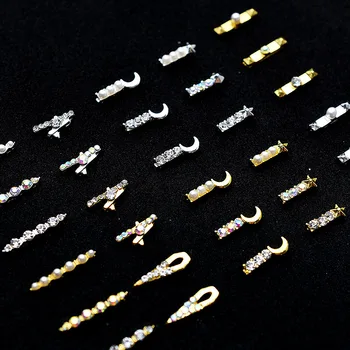 100pcs Mayoristas de Oro 3D Simple Encanto de Cristal de Japón Uñas de diamante de imitación de Aleación de Nail Art Decoraciones DIY Uñas Accesorios Suministros