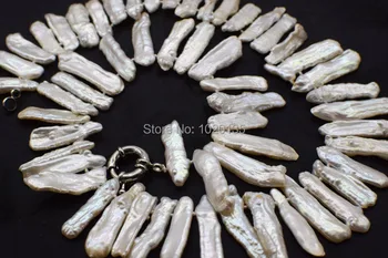 WOW! de agua dulce blanco perla biwa 25-35 mm collar de 18 pulgadas de la naturaleza FPPJ mayorista