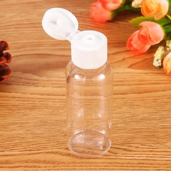 100 PIEZAS de Plástico PET Transparente Botella Vacía de Viaje Loción Líquida Botellas Flip Tapa del Dispensador de la Muestra Con 10 Mini Embudos