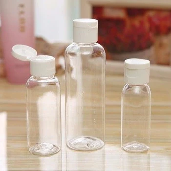 100 PIEZAS de Plástico PET Transparente Botella Vacía de Viaje Loción Líquida Botellas Flip Tapa del Dispensador de la Muestra Con 10 Mini Embudos