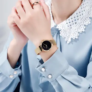 SKMEI parte Superior de la Marca de Lujo de Oro Relojes de las Mujeres Sencillo Dial Grande Hembra Ladie de Cuarzo reloj de Pulsera relogio feminino 1595 Chica Reloj
