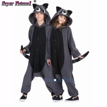 HKSNG Kigurumi Adulto Mapache Mamelucos Animal Pijama Gris Racoon Traje de Cosplay Para Parejas de Adultos de Halloween Pijamas