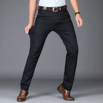 El verano de los Hombres Delgados Pantalones Casuales 2020 New Classic Slim Fit Pequeño Recta Elástica de Color Sólido Marca Pantalón Negro, Khaki Navy