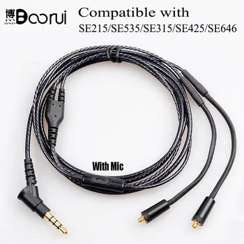 Boorui Actualización Chapado en Oro MMCX Cable Desmontable Cable de vídeo con el mic para el SE215 SE315 SE425 SE535 SE846 UE900 bass auriculares