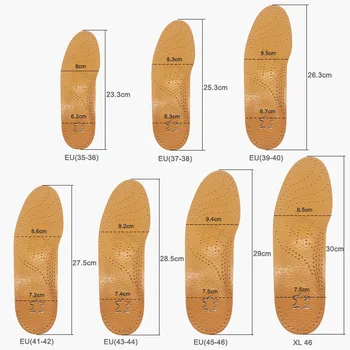 Plantillas de los Pies Planos de Soporte para el Arco Almohadillas de Zapatos de Cuero de Plantillas Ortopédicos de amortiguación Pies Cojín para los Hombres Zapatos de Mujer