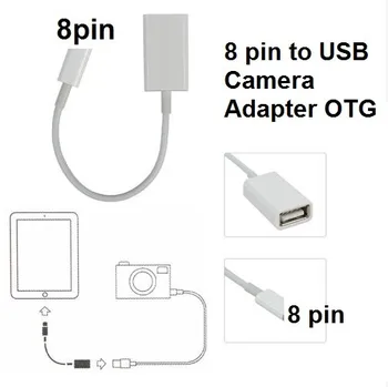200Pcs/Lote de 8 pines Macho a USB Hembra OTG Cable Adaptador Para la cámara de la Almohadilla de 4 Mini Apoyo Aéreo iOS 9.31