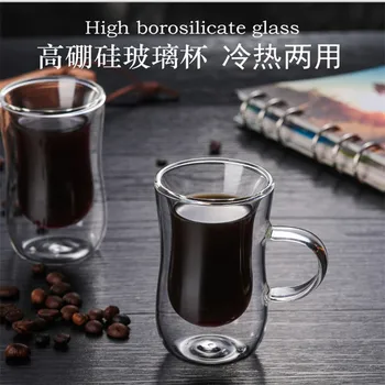 Innovador de Doble Pared con Aislamiento vaso de Vidrio resistente al Calor Para Té / Café Latte, Espresso Helado de Té máquina de Lavar las Tazas de 80ml