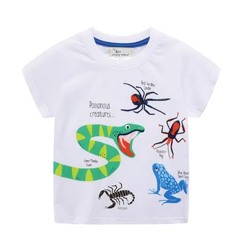 Saltando metros de Verano Niños camisetas Algodón Dinosaurios Animales Impresa Niños Camisetas Tops para Niños de Desgaste