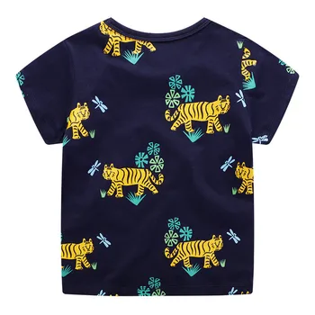 Saltando metros de Verano Niños camisetas Algodón Dinosaurios Animales Impresa Niños Camisetas Tops para Niños de Desgaste