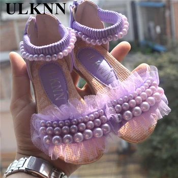 ULKNN ROSA BLANCO zapatos de los niños de las niñas de la princesa de los zapatos de moda sandalias de niñas niños único diseñador zapatos de verano nuevas sandalias de niñas