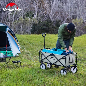 Naturehike 2019 Nueva Llegada Plegable Al Aire Libre Plegable Carro Portátil Camping Picnic Carro Coche Ajustable Con Luz De Longitud De Carro