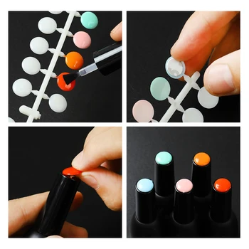 5pcs Arte de Uñas de Acrílico UV Gel de uñas Botella de Color de la Pantalla de 12mm de las planas Redondas para Colorear Falsos Consejos con Doble Cara Pegatinas