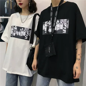 Kuakuayu HJN Unisex coreano de la Moda de Anime T-Shirt Tumblr de la Moda de Harajuku Estilo de Camiseta de Desgaste de la Calle de la Coincidencia de la Camisa