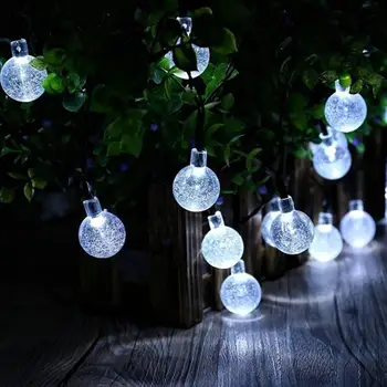 100LED 12M Solar Luces de Hadas Bola de Cristal, Iluminación al aire libre Impermeable del Patio de la Cadena de Luces de Garland Jardín de la Fiesta de Navidad Decoración